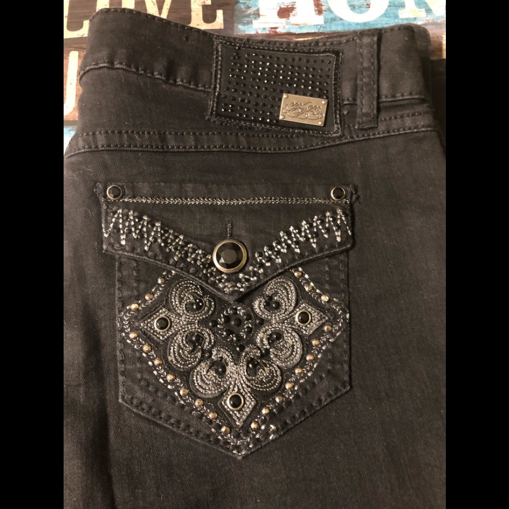 New Black “ One Song “ Boot Cut Western Cowgirl Jeans